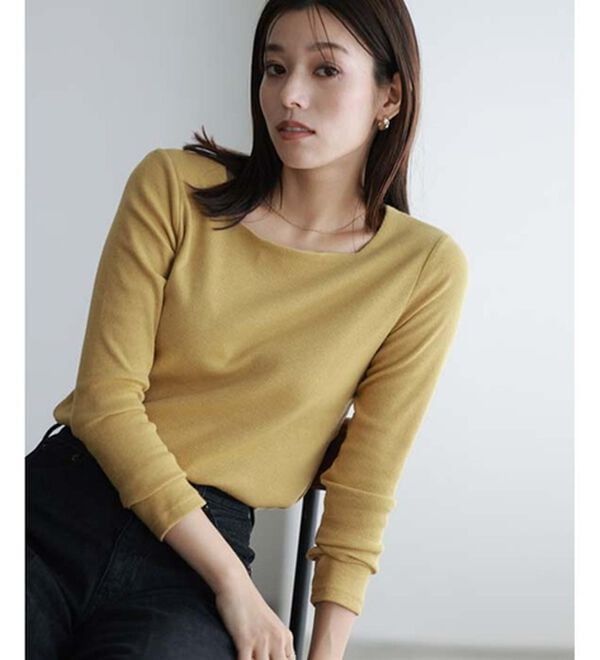 Pierrot（ピエロ）の「【選べる３ネック】華奢見えテレコリブカットソー（カットソー）」｜詳細画像