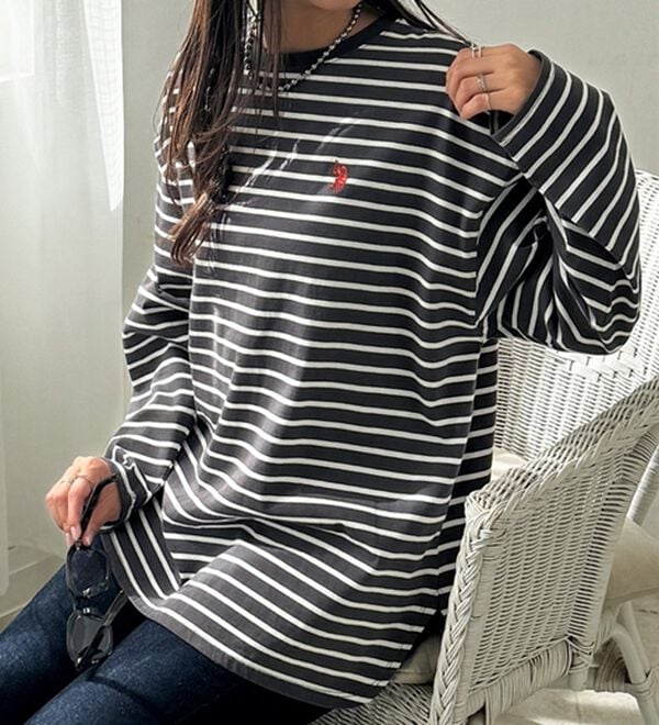 GeeRA（ジーラ）の「【Ｕ．Ｓ．ＰＯＬＯ ＡＳＳＮ】オーバーサイズ刺しゅうロンＴ（カットソー）」｜詳細画像