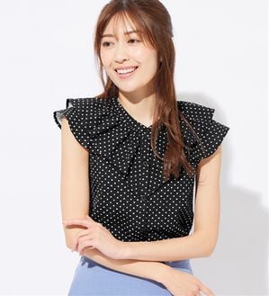 alotta（アロッタ）の「【接触冷感】ぽこぽこ素材ラッフルブラウス（ブラウス）」｜ドット