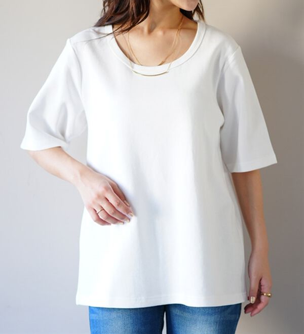 A HAPPY MARILYN（アハッピーマリリン）の「【Ｍ～８Ｌ／選べるシルエット・袖丈】綿混ベーシックＴシャツ（Tシャツ）」｜詳細画像