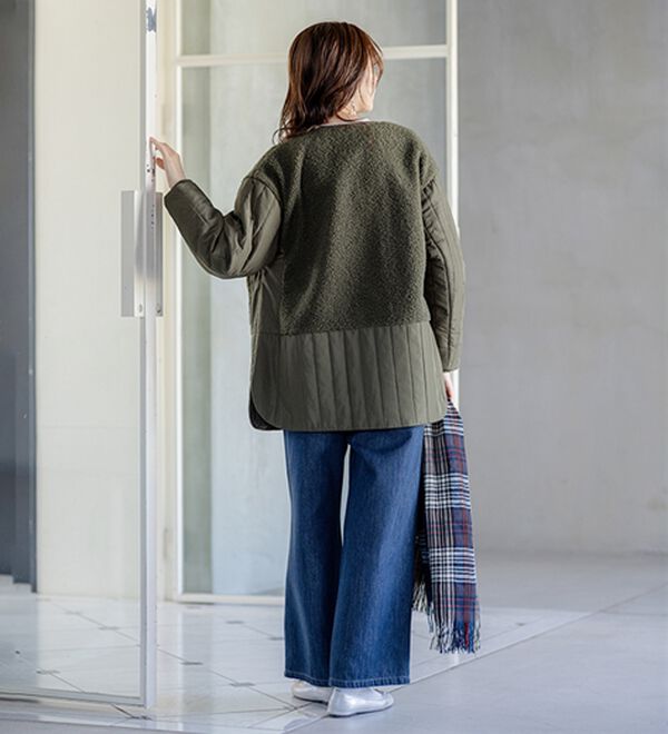 BELLUNA（ベルーナ）の「ボア切替キルトデザインミドル丈コート（ハーフコート）」｜詳細画像