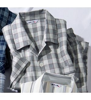 「日本製ひんやり綿１００％播州織パジャマ（メンズルームウェア）」｜グレー