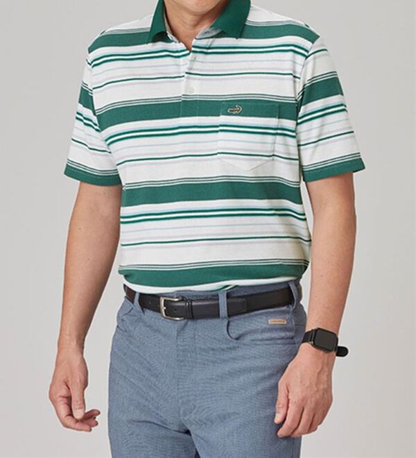 「＜クロコダイル＞マルチボーダーポロシャツ（メンズポロシャツ）」｜詳細画像