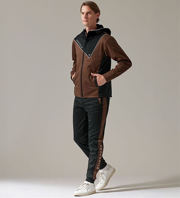 「＜クロコダイル＞防風ストレッチアクティブスーツ（メンズスポーツウェア（ボトム））」｜ブラウン