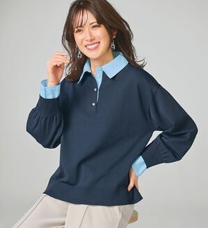 BELLUNA（ベルーナ）の「シャツ衿使いニットプルオーバー（ニット・セーター）」｜詳細画像
