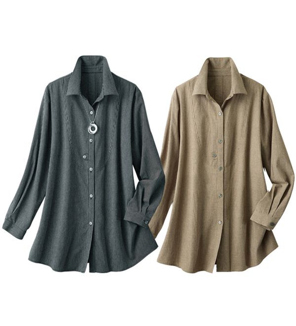 ルフラン（ルフラン）の「【２色組】ボタン使いのストライプブラウス（ブラウス）」｜詳細画像