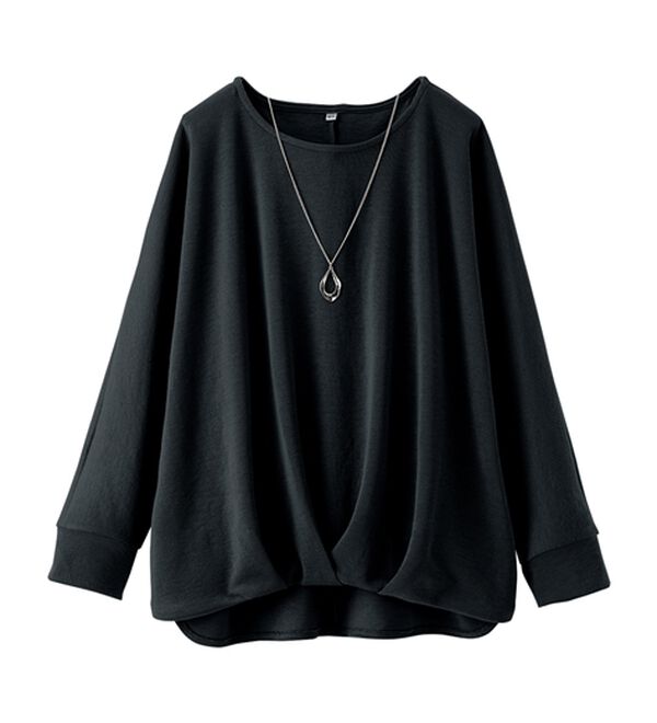 BELLUNA（ベルーナ）の「【新色追加】【2点セット】ネックレス付裾タックデザインプルオーバー（カットソー）」｜詳細画像