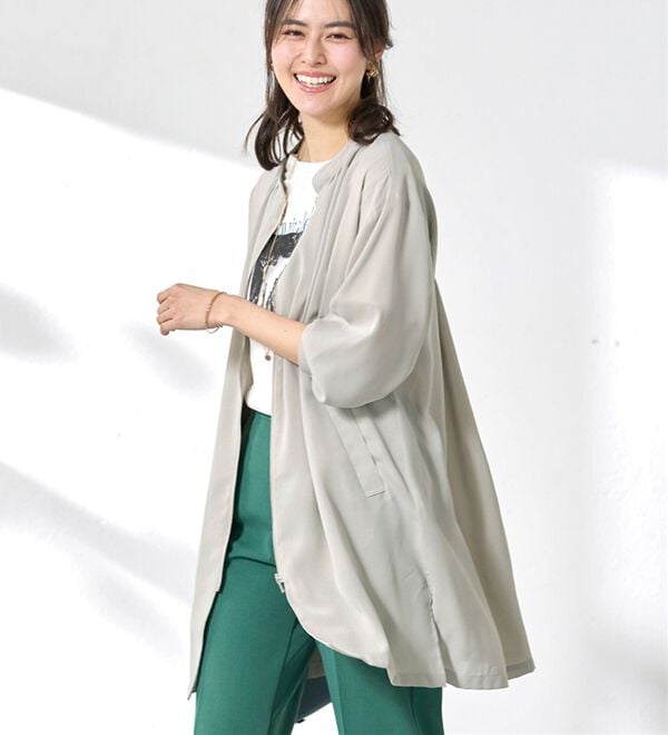 BELLUNA（ベルーナ）の「とろみ素材イージーケアロング丈ジャケット（その他ジャケット）」｜詳細画像