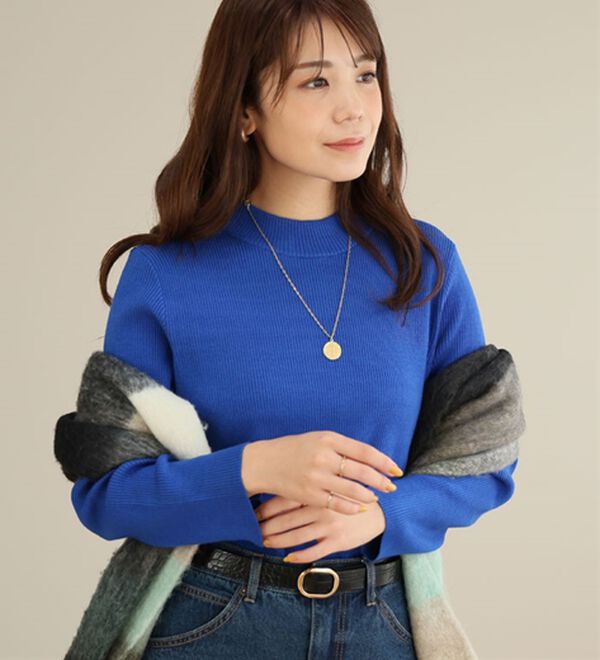 A HAPPY MARILYN（アハッピーマリリン）の「【Ｌ～６Ｌ／選べるネック】Ｔシャツ感覚で着られるリブニット（ニット・セーター）」｜詳細画像