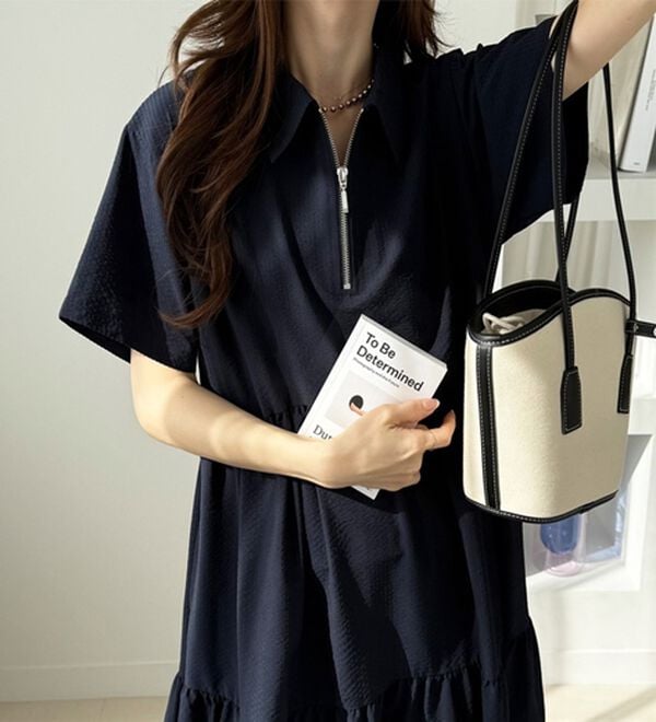 GeeRA（ジーラ）の「サッカーティアードハーフジップワンピース（その他ワンピース）」｜詳細画像