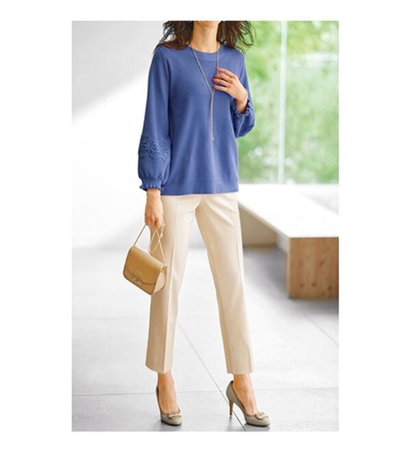 BELLUNA（ベルーナ）の「袖レースデザインニットプルオーバー（ニット・セーター）」｜詳細画像