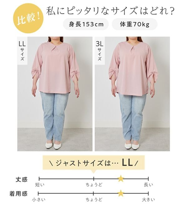 alotta（アロッタ）の「＜６つの機能付＞７分袖Ａラインフレアチュニックブラウス（チュニック）」｜詳細画像