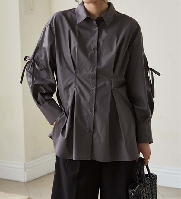 RANAN（ラナン）の「ウエストタック袖リボンシャツ（シャツ）」｜詳細画像