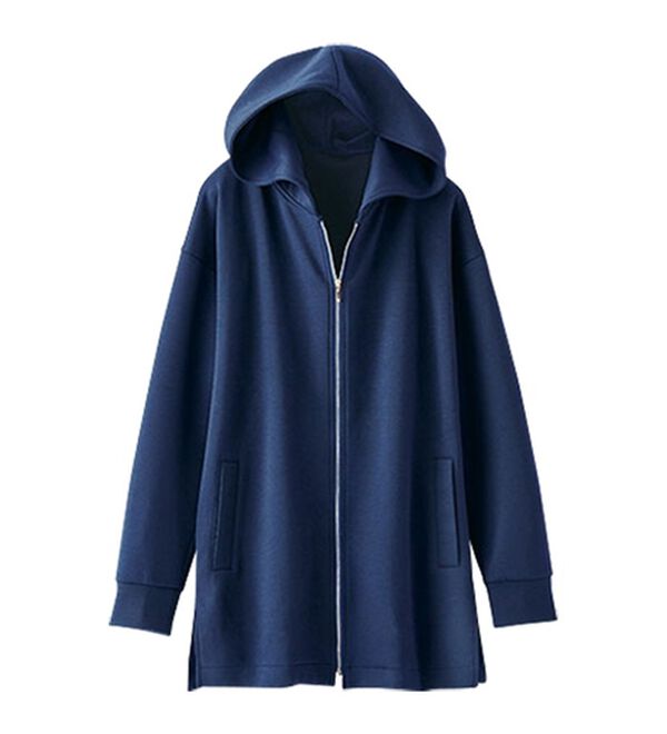 BELLUNA（ベルーナ）の「フードデザインとろみ素材ジップアップパーカー（パーカー）」｜詳細画像