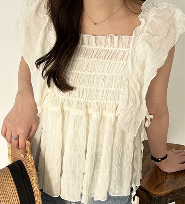GeeRA（ジーラ）の「フリルシャーリングブラウス（ブラウス）」｜詳細画像