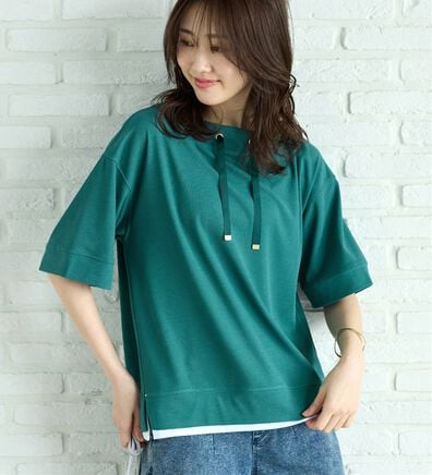 BELLUNA（ベルーナ）の「ワイドネックデザイン重ね着風プルオーバー（カットソー）」