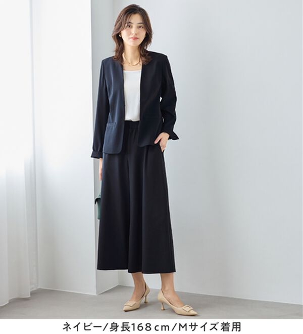 Viola e Viola（ヴィオラ エ ヴィオラ）の「【2点セット】洗える！カラーレスジャケットガウチョスーツ（パンツスーツ）」｜詳細画像