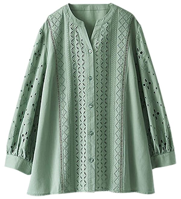 BELLUNA（ベルーナ）の「花柄レース切替デザインブラウス（ブラウス）」｜詳細画像