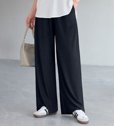 Viola e Viola（ヴィオラ エ ヴィオラ）の「【５つの機能付】丈切れる！楽ちんジャカードパンツ（ワイドパンツ・ガウチョ）」