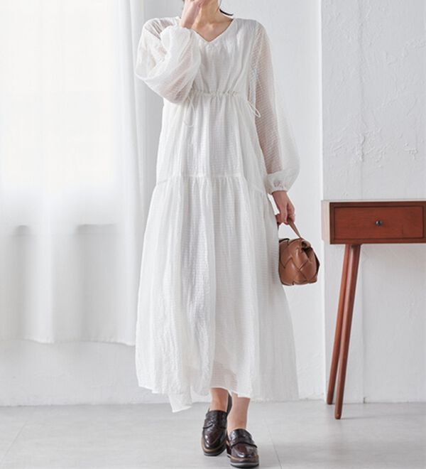 RANAN（ラナン）の「シアーチェックドロストギャザーティアードワンピ（その他ワンピース）」｜詳細画像