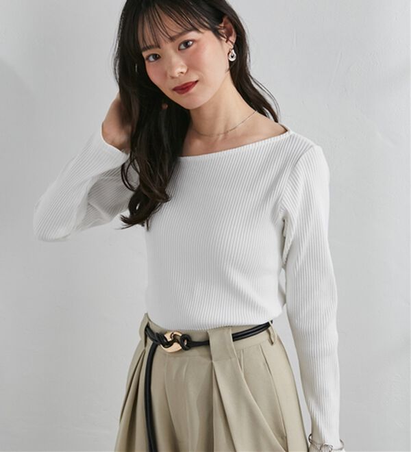 RANAN（ラナン）の「アシメネックトップス（カットソー）」｜ホワイト
