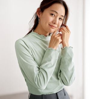 BELLUNA（ベルーナ）の「【暖炉】着るだけあったか！裏起毛リブ素材メロープルオーバー（カットソー）」｜ミント