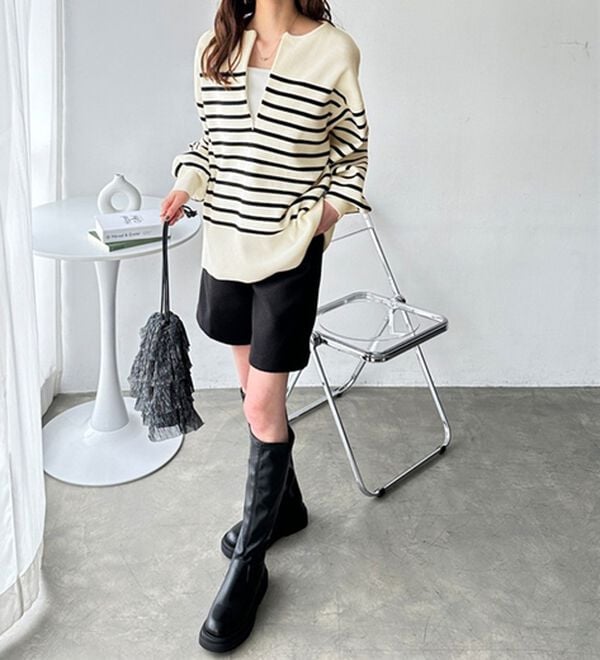 GeeRA（ジーラ）の「ハーフジップニットプルオーバー（ニット・セーター）」｜詳細画像