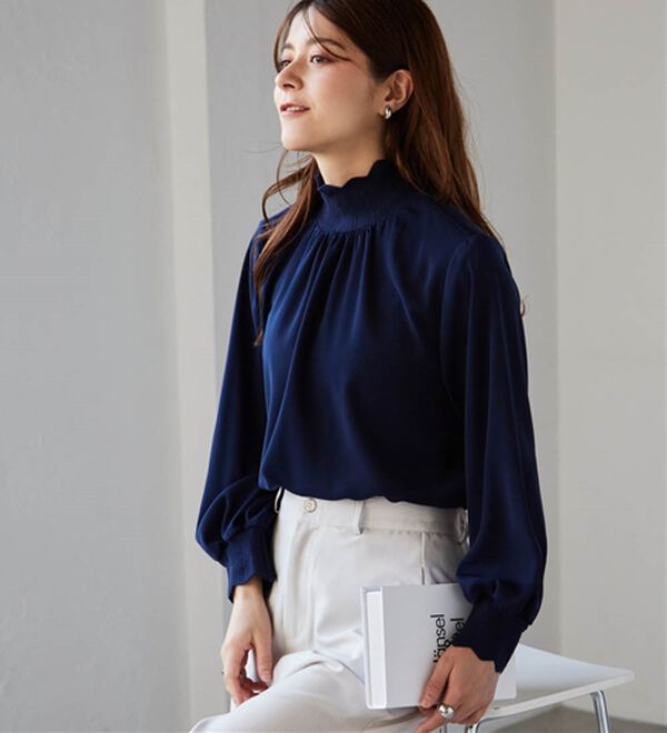 RANAN（ラナン）の「スカラップリブニット使いブラウス（ブラウス）」｜詳細画像