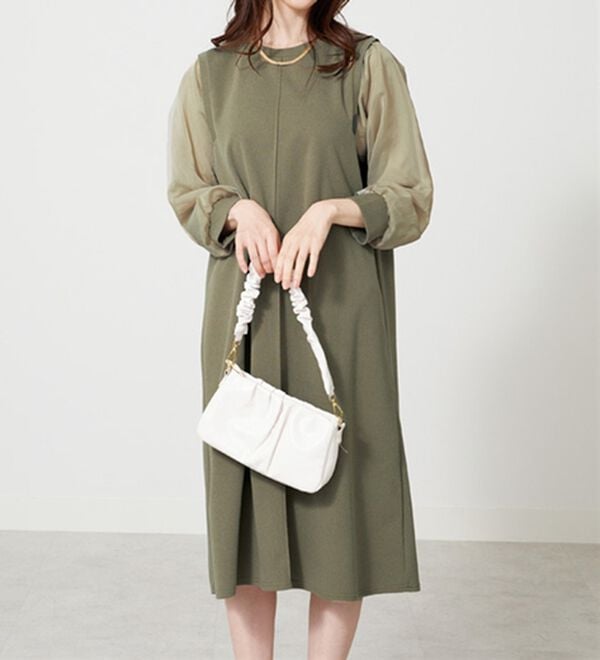 BELLUNA（ベルーナ）の「シアー袖デザインワンピース（その他ワンピース）」｜詳細画像