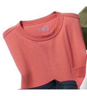 「＜ゴールデンベア＞長く着られる上質Ｔシャツ（メンズＴシャツ）」｜コーラル(7分袖)