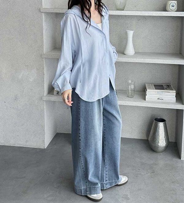 GeeRA（ジーラ）の「羽織にも◎フード付きオーバーサイズシャツ（シャツ）」｜詳細画像