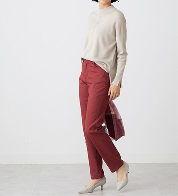 BELLUNA（ベルーナ）の「静電防止！蓄熱綿サテンストレッチカラーパンツ（フルレングスパンツ）」｜詳細画像