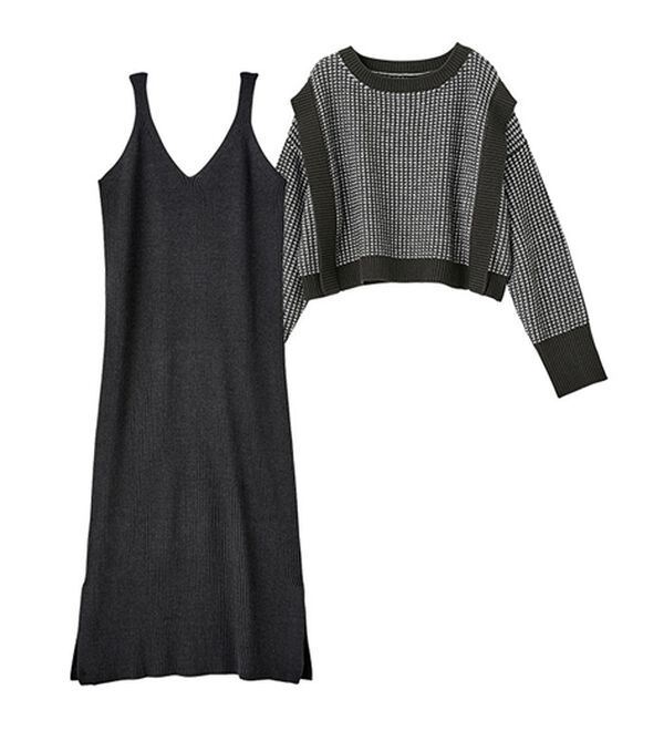 GeeRA（ジーラ）の「レイヤード２点セットワンピース（ニットワンピース）」｜詳細画像