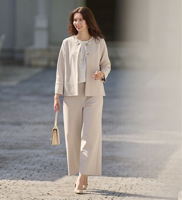 BELLUNA（ベルーナ）の「セレモニーシーンに！ストレッチ素材パンツスーツ（パンツスーツ）」｜詳細画像