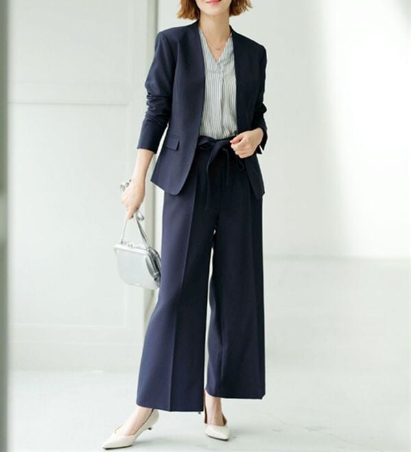 2点セット】選べるボトム！洗えて型くずれしないノーカラージャケット