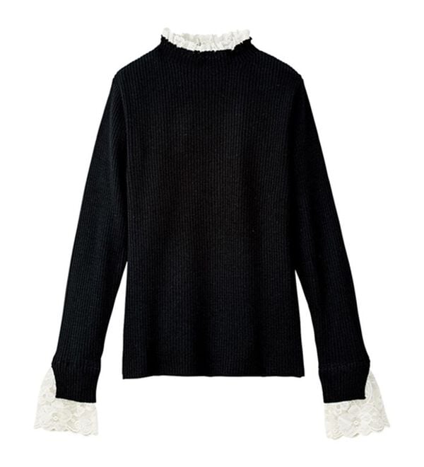 GeeRA（ジーラ）の「大人可愛い！レースが上品なハイネックニット（ニット・セーター）」｜詳細画像