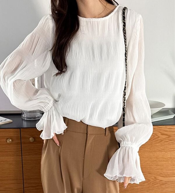 GeeRA（ジーラ）の「シアーシャーリングキャンディー袖ブラウス（ブラウス）」｜詳細画像