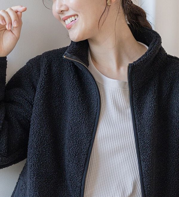 BELLUNA（ベルーナ）の「裏フリースボア素材スタンドネックブルゾン（ブルゾン）」｜詳細画像