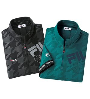 「【２枚組】＜フィラ＞キシリトール加工ハーフジップポロ（メンズポロシャツ）」｜千鳥柄