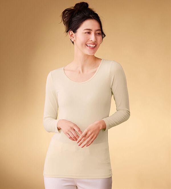 LAVIENNE（ラヴィエンヌ）の「【薄手なのに＋5.2℃】あったかインナー　クルーネック９分袖＜ベリーヒート＞（肌着・インナーウェア）」｜詳細画像
