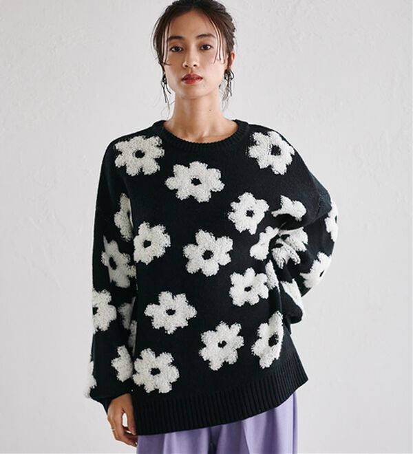 花柄ジャカードニットプルオーバー - ベルーナ【公式】 