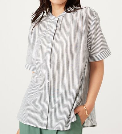 BELLUNA（ベルーナ）の「綿１００％バンドカラーシャツブラウス（ブラウス）」