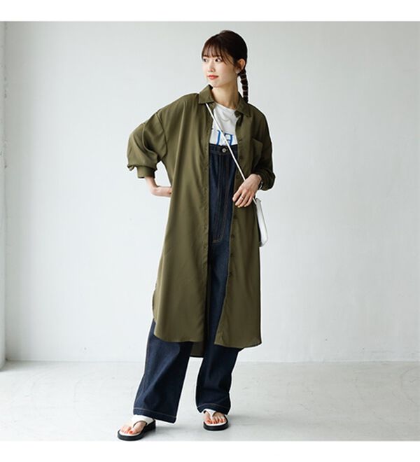 GeeRA（ジーラ）の「スリット入りロングシャツワンピース（シャツワンピース）」｜詳細画像
