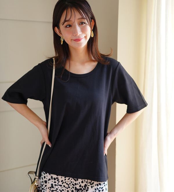 A HAPPY MARILYN（アハッピーマリリン）の「【Ｍ～８Ｌ／選べるシルエット・袖丈】綿混ベーシックＴシャツ（Tシャツ）」｜詳細画像