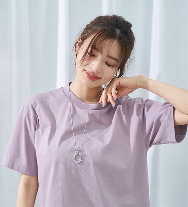 BELLUNA（ベルーナ）の「【選べる袖丈】＜エアリーアイスコットン＞オーバーサイズＴシャツ（カットソー）」｜詳細画像