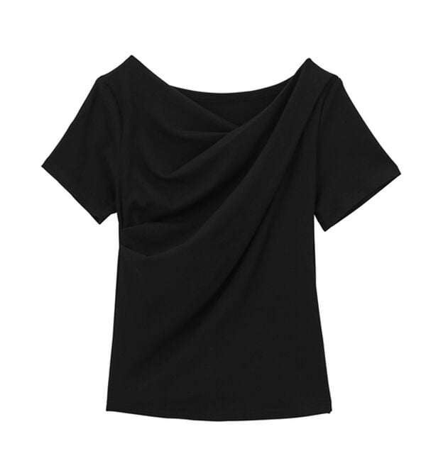 RANAN（ラナン）の「【ひんやり／着映え】上品ドレープリブＴシャツ（カットソー）」｜詳細画像
