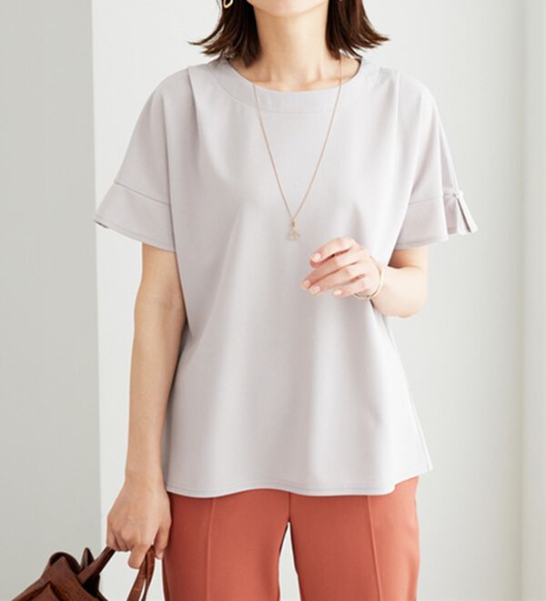 BELLUNA（ベルーナ）の「ジョーゼット素材袖パールブラウス（ブラウス）」｜詳細画像