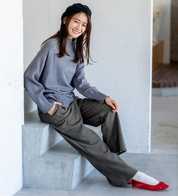 BELLUNA（ベルーナ）の「なめらか裏ベロアコーデュロイワイドパンツ（ワイドパンツ・ガウチョ）」｜詳細画像