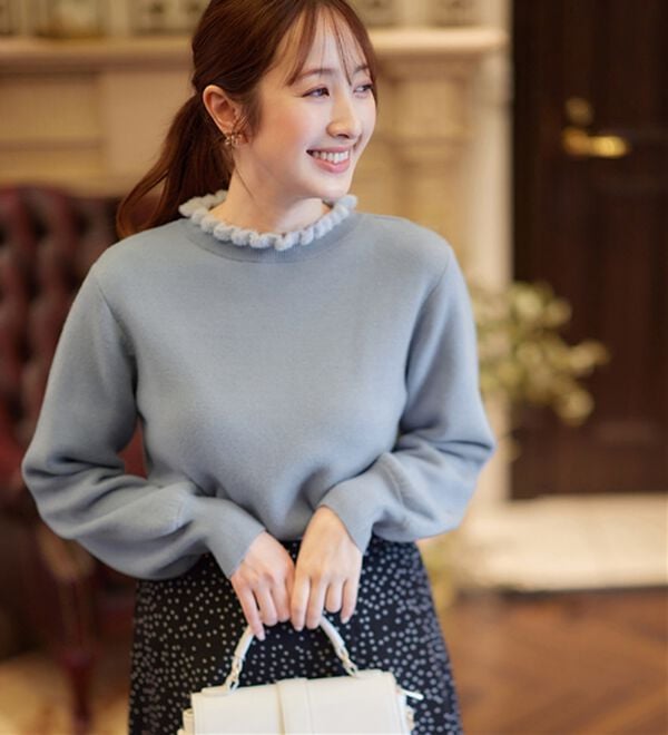 alotta（アロッタ）の「毛布のように温かい　裏シャギーパフ袖ニット（ニット・セーター）」｜詳細画像