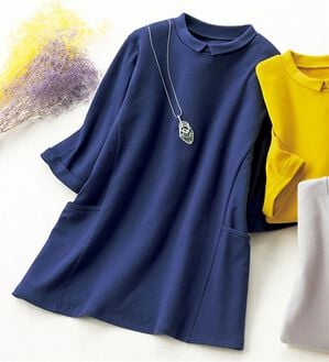 ルフラン（ルフラン）の「抗菌防臭衿つきコットン１００％プルオーバー（カットソー）」｜ネイビー